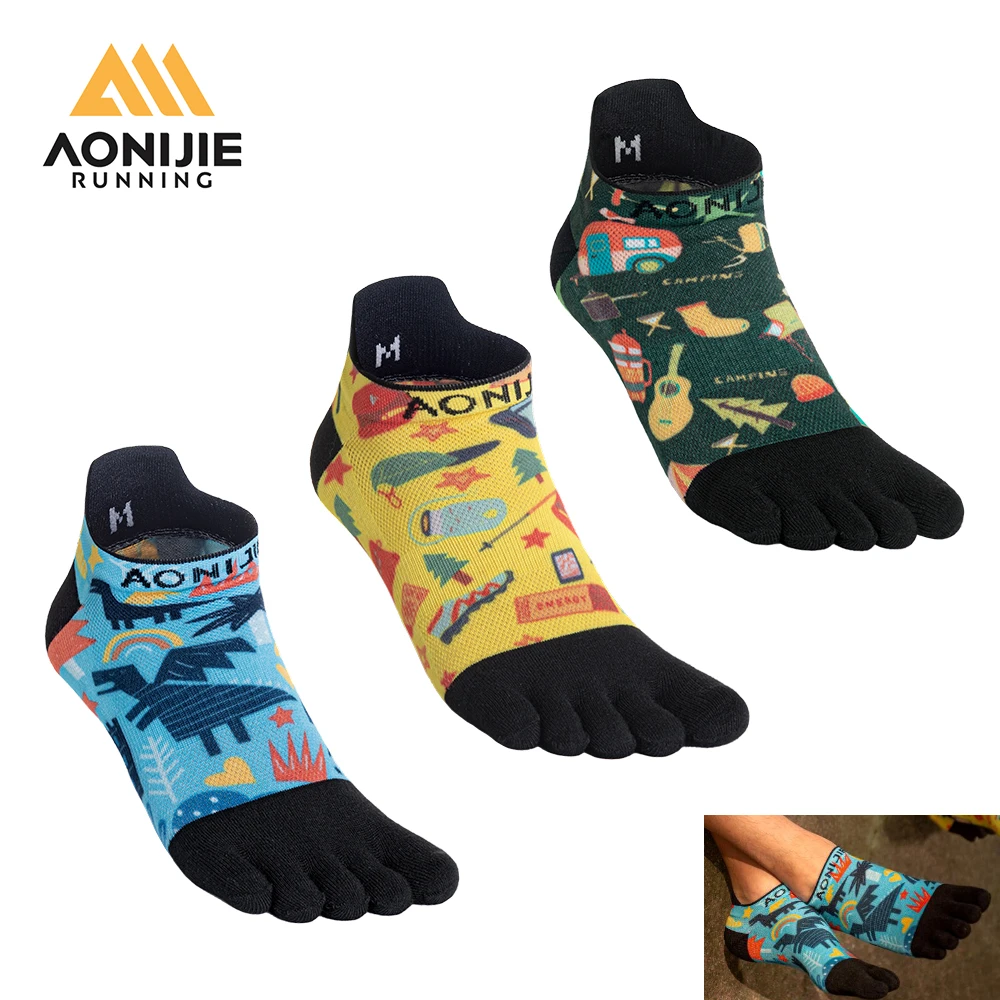 

AONIJIE E4841 3 Pairs Five Toe Socks for Men and Women High Performance Low Cut Lightweight Breathable for Race Tranning