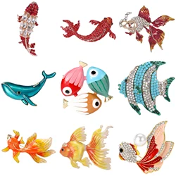 Enamel Goldfish Pins for Women Unisex Enamels Animal Brooches Banquet Party Backpack Gifts Jewelry Accessories
