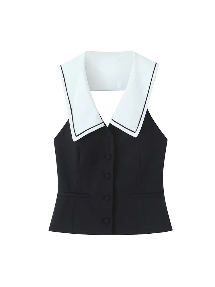 

SIYANG Women Fashion Black Single Breasted Waistcoats Vest Vintage V-Neck Sleeveless Jackets Female Chic Lady Tank Tops