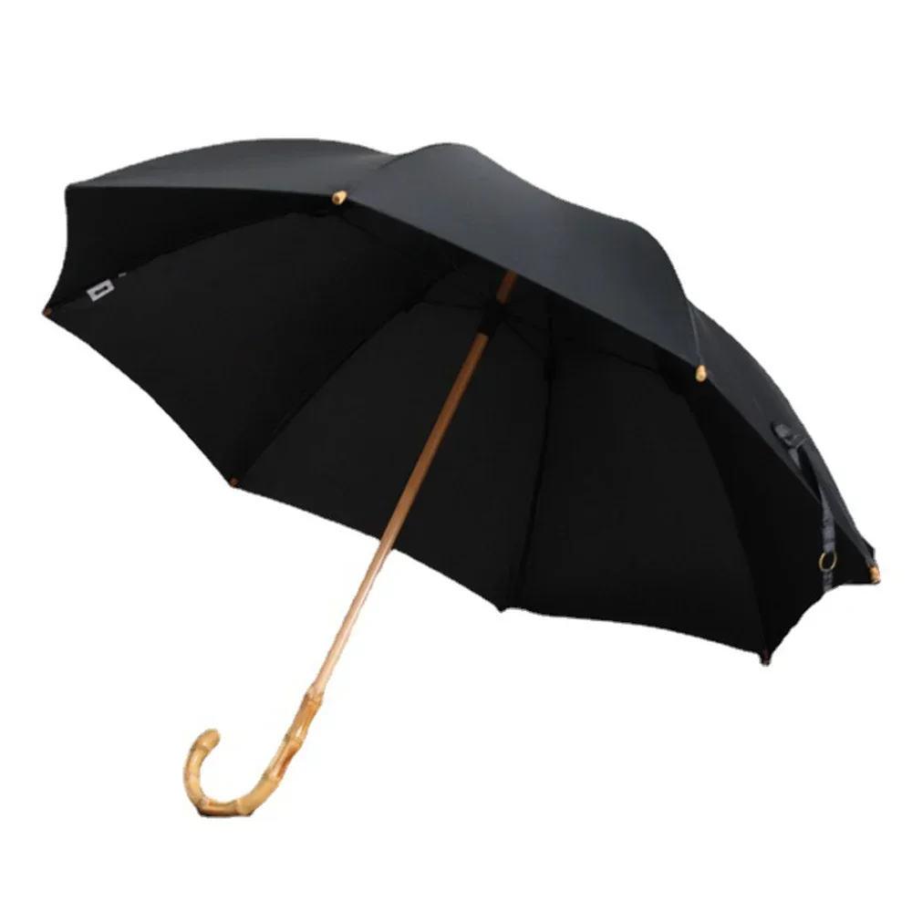 

l Light Luxury Retro Bamboo and Rattan Umbrella Curved Handle Long Handle Luxury Men's Large Diameter 2-3 People Handmade Umbre