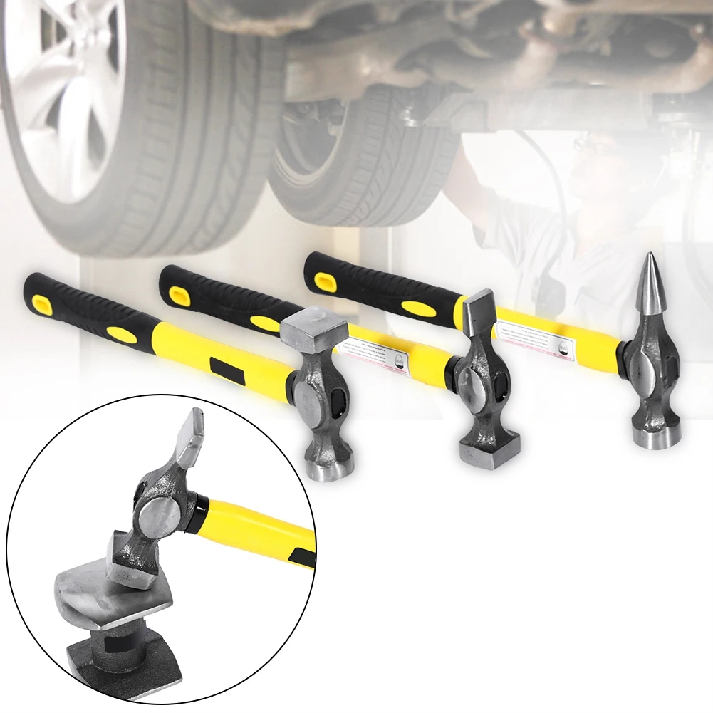 7pcs Car Auto Body Panel Repair Tool Kit Handles Beating Hammers Heel Dolly