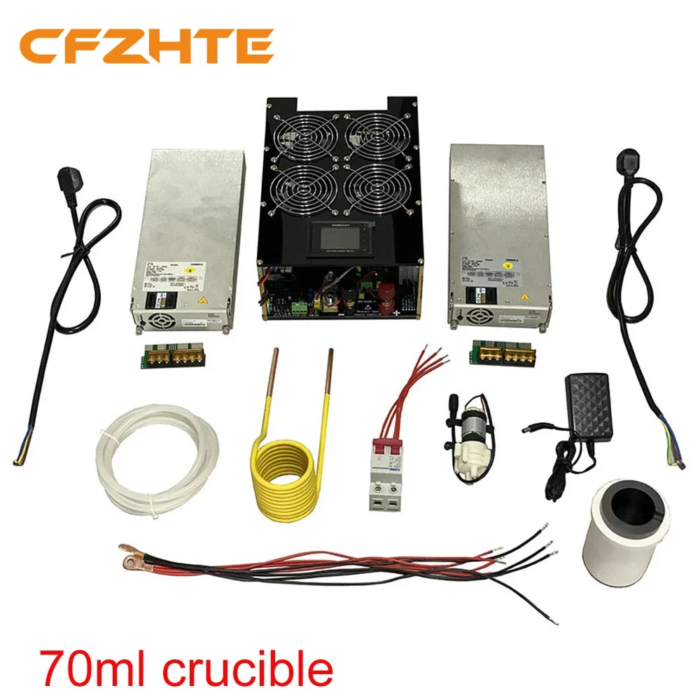 

5000W ZVS Induction Heater Induction Heating PCB Board Heating Machine Melted Metal + Coil+Pump+ crucible+power supply