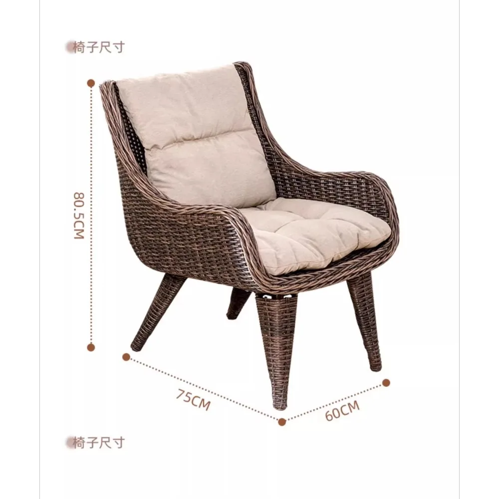 

Balcony small table and chairs three-piece outdoor leisure rattan one table and two chairs combination