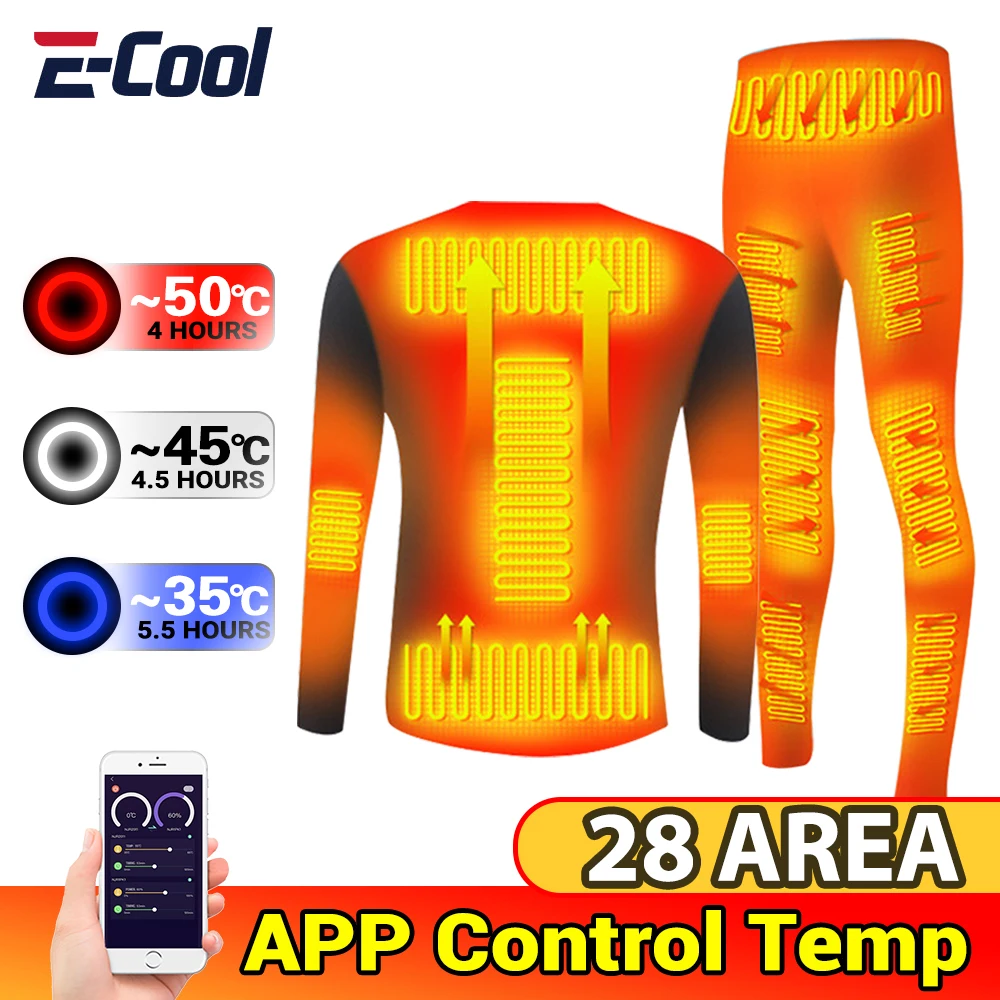 

Winter Heated Jacket APP Control Heated Thermal Underwear Women Men Ski Suit USB Electric Heating Clothing Shirt Pants Fishing