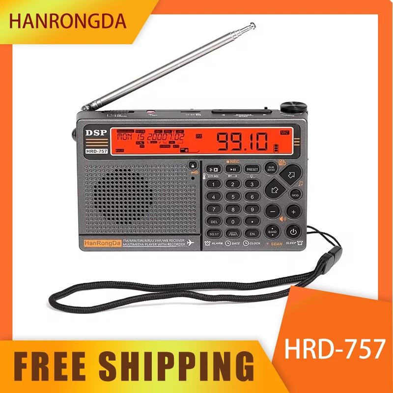 Hanrongda Hrd-757 Radio Fm All-Band Bluetooth Fm Radio Ips Screen With Card High Volume Speakers Emergency Receiver Global Sound