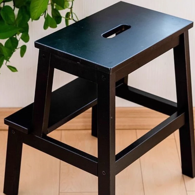 Sgabello a due livelli in legno massello, sgabello da bagno, poggiapiedi antiscivolo per adulti e bambini, stabile e durevole, vernice ecologica