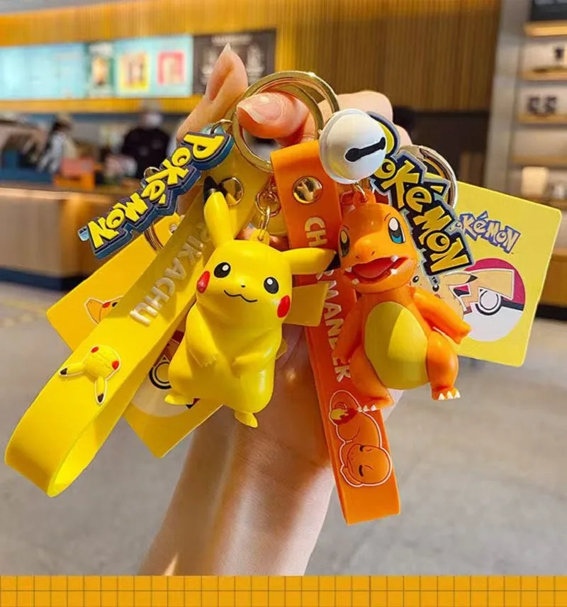Original Pokemon Car Keychain Pendant Pikachu Squirtle Jigglypuff Bulbasaur Cute Cartoon Figure Backpack Charm Decor Toy Gifts view 4