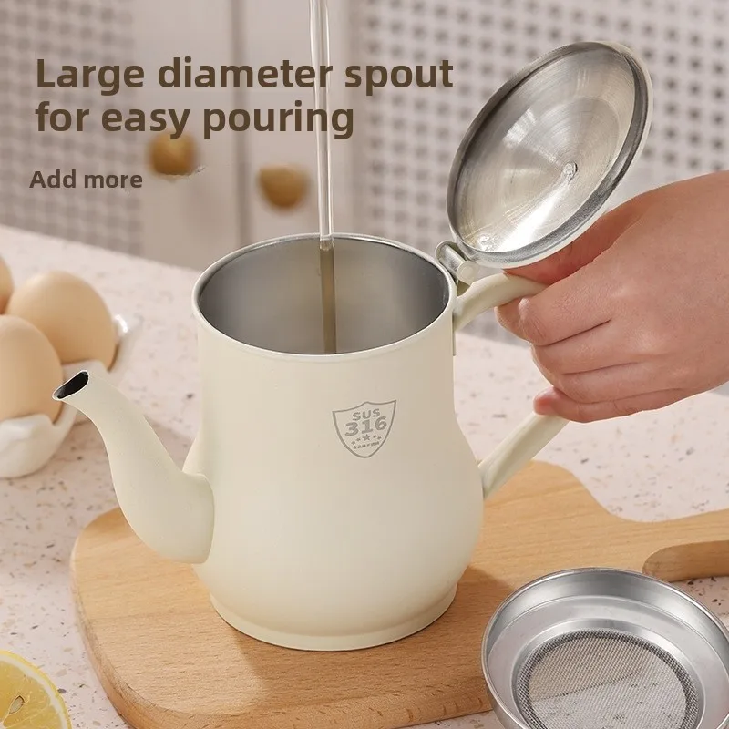 

Food ade Stainl Steel Thiened Oil Bottle with Filter for Kitchen Home Use Oil Storage Jar Modern Simple Sle Oil Disp...
