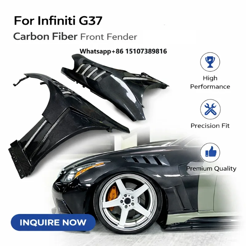 Carbon Fiber Front Fenders with Vent for G37 (2009-2015) OEM Style Front Wing Replacement  OEM-Style Fit