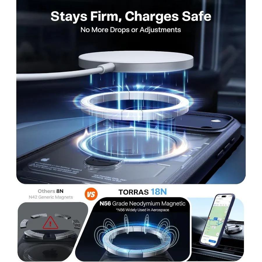 특허받은 360도 자석 스탠드와 내장형 링 홀더 킥스탠드가 있는 딥 블루 밀리터리 등급 보호 폰 케이스 아이폰 1용