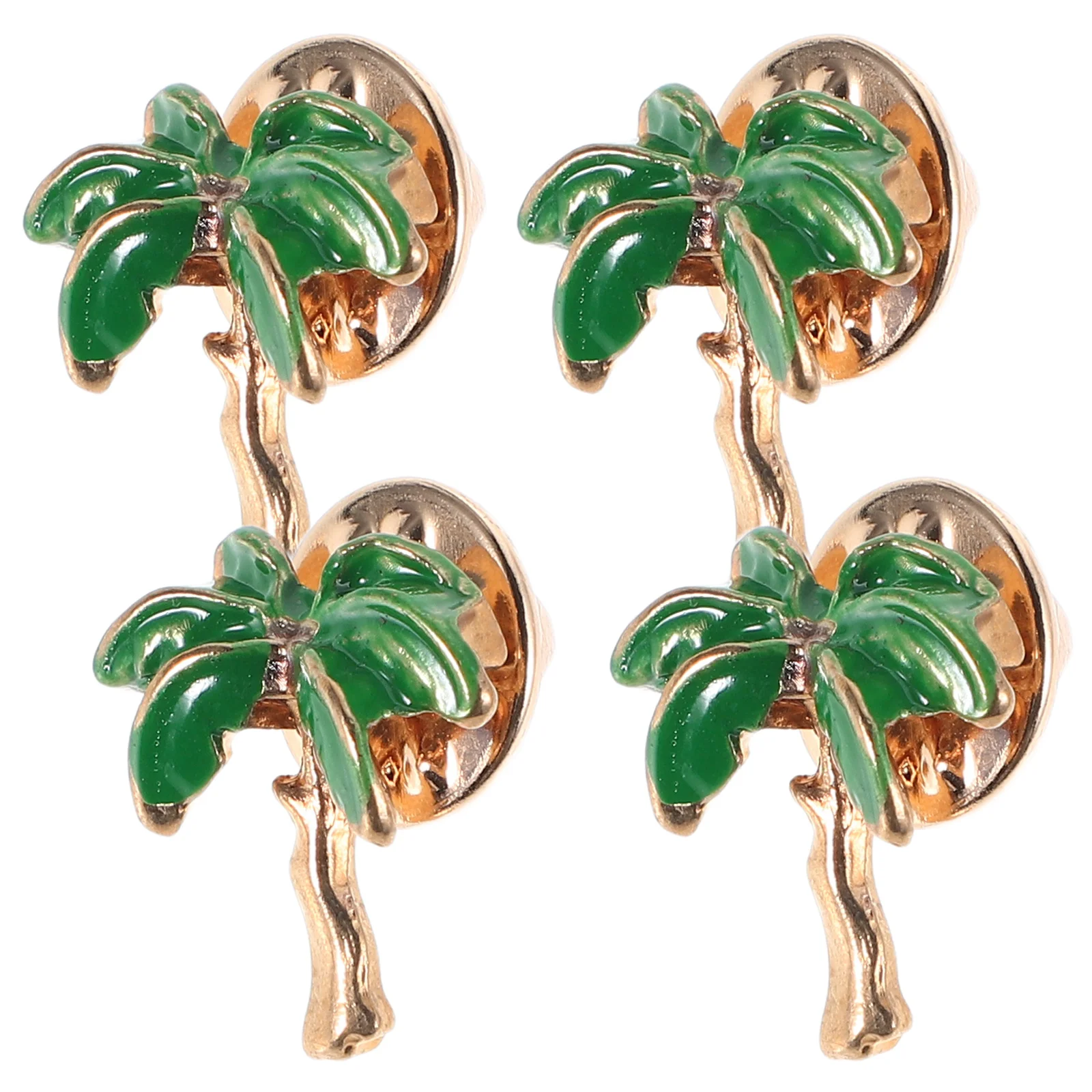 Cute Coconut Tree Accessories 4 Pcs Tropical Decorations Jewelry Leaf Palm Hawaiian Cake Kids Vintage Brooch