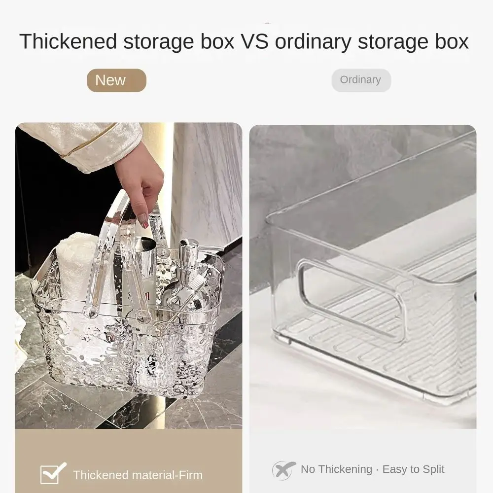 Portable with Handle Storage Basket Clear Thickening Sundries Storage Basket Toiletries Oragnizer for Bathroom Dormintory