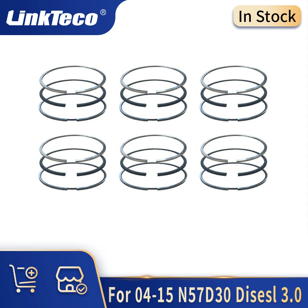 6pcs Auto Engine Parts Piston Rings Set Kit Fit 04-15 N57D30 Disesl 3.0 L For ALPINA D3 D4 D5 XD3 BMW 525 530 535 550 730 740