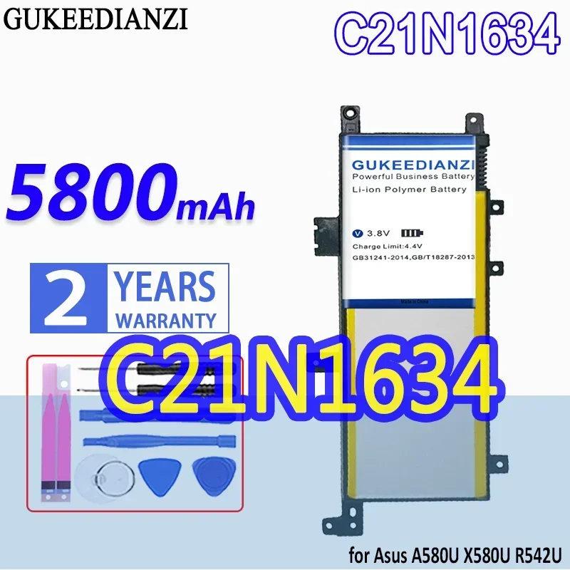 

Durable and Efficient C21N1634 5800mAh For Asus A580U X580U X580B A542U R542U R542UR X542U V587U FL5900L FL8000U Laptop Battery