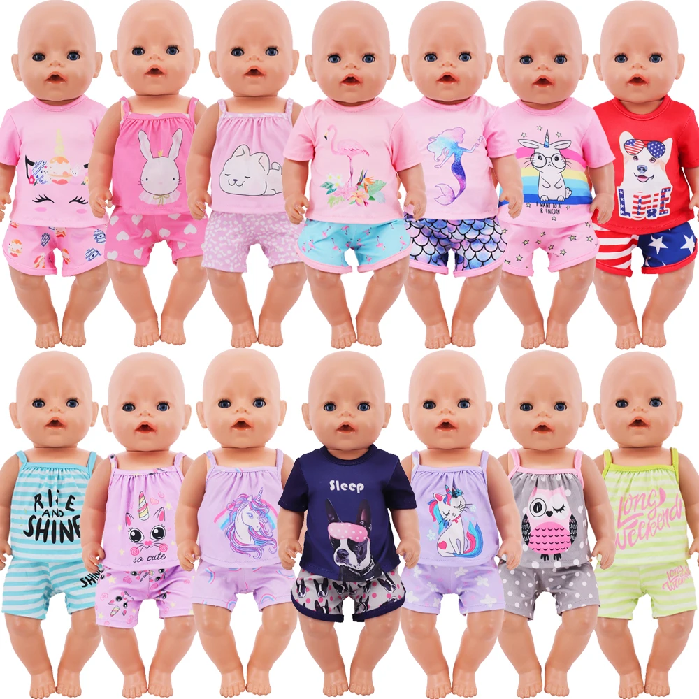 T-shirt+ Shorts For 43 Cm Born Baby Reborn Doll Accessories 18 Inch American Doll Girls Toys Our Generation Nenuco