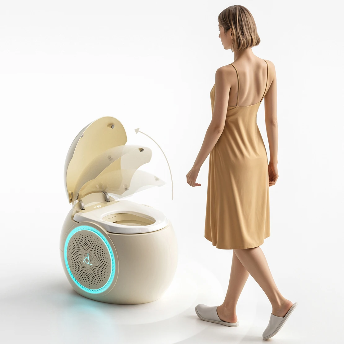 Toilette intelligente automatica in ceramica a forma di uovo giallo Articoli sanitari intelligenti Bidet Bagno WC intelligente