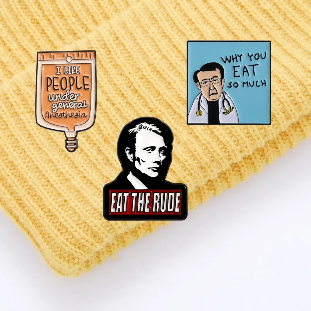 Classic Movie Enamel Pin Lecter Eat The Rude Brooch Clothing Decorate Gift Thriller Enthusiasts Badge Metal Accessory Wholesale