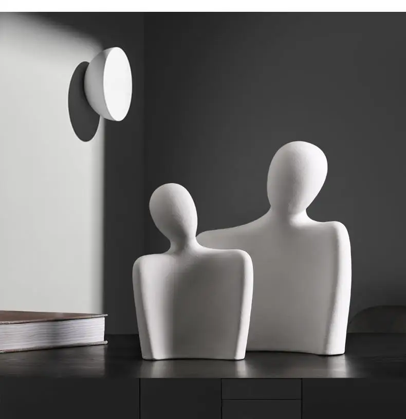 تماثيل للديكور حرف فنية من السيراميك مجردة الشكل النحت الأسرة زوجين المعانقة الشمال اكسسوارات المنزل