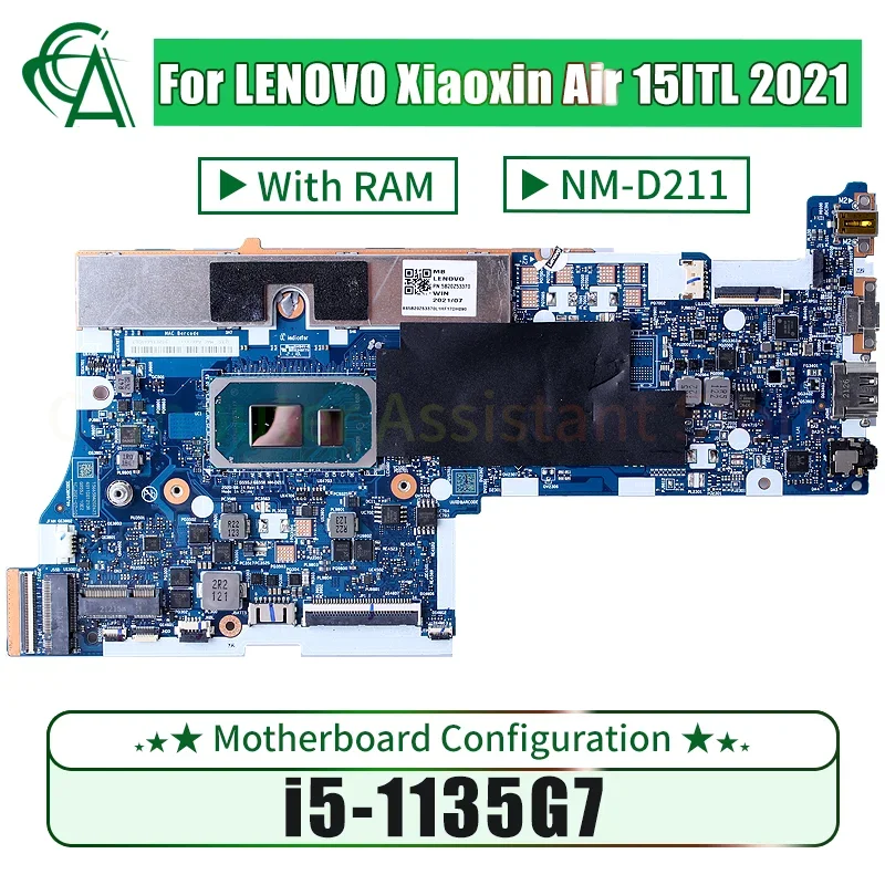 

NM-D211 для LENOVO Xiaoxin Air 15ITL 2021 5-15ITL05, материнская плата для ноутбука SRK04 i5-1135G7, материнская плата для ноутбука, протестирована