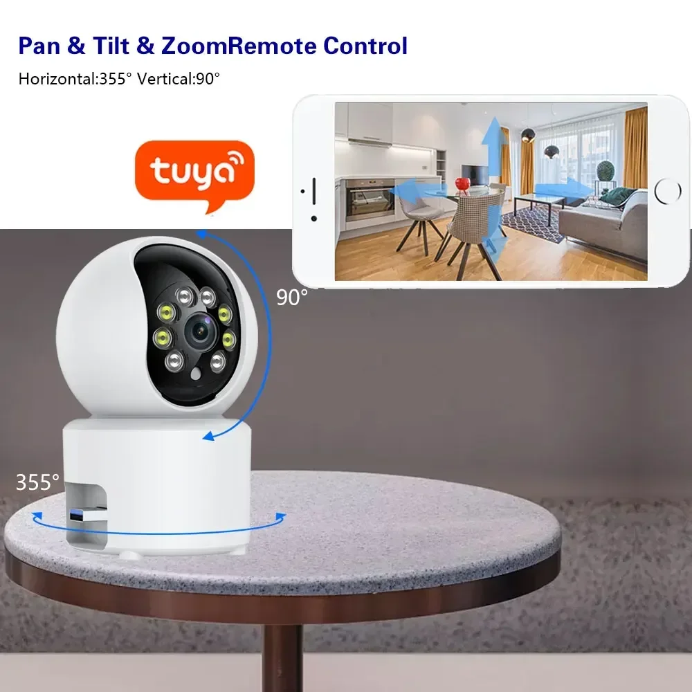 5MP Mini Tuya Wifi Survalance Camera Color Night Vision Indoor Home Video Camera Security Protection Auto Tracking Baby Monitor