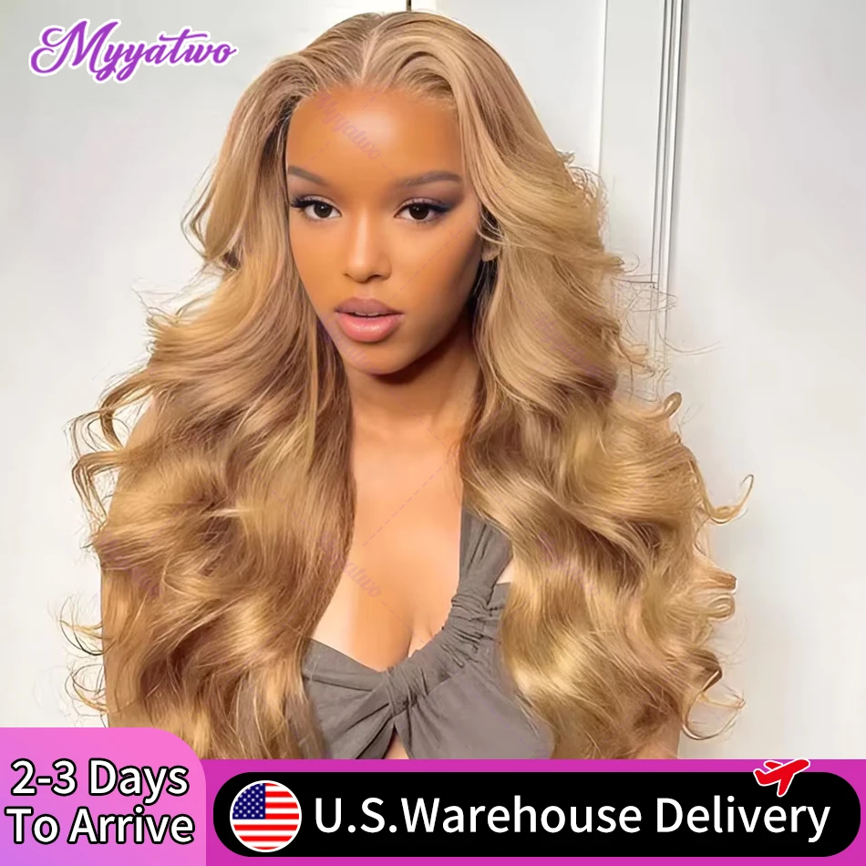 Brazilian #27 Honey Blond 30 34 Inch Body Wave 13x4 Lace Front Human Hair 13x6 HD Transparent Lace Frontal Wigs 200% For Women