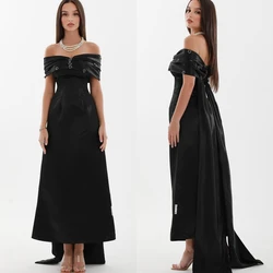 Customized Exquisite High Quality	Off-the-shoulder A-line Anke Length Evening Dresses Paillette / Sequins S robe de soirée femme