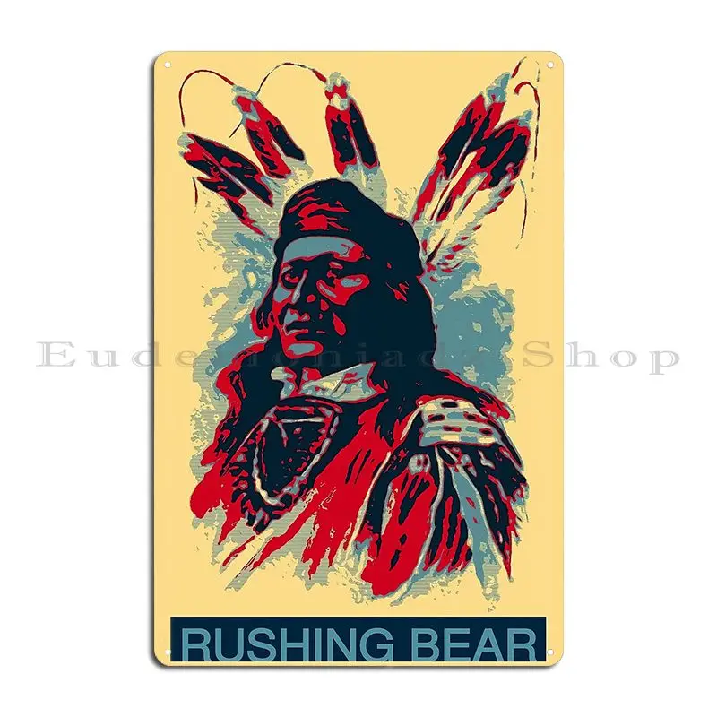 Rushing Bear Metal Sign Cinema Funny Wall Plaque Iron Wall Decor Tin Sign Poster