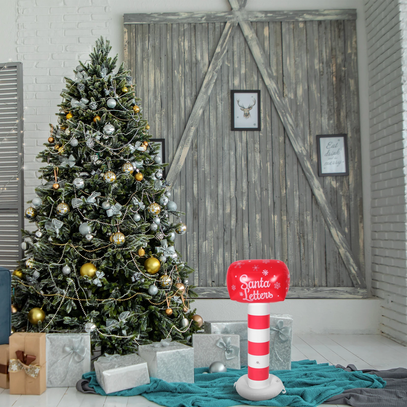 

42Inch Christmas Standing Mailbox Outdoor Holiday Decoration Waterproof Box For Yard Garden Festival Inflatable Xmas