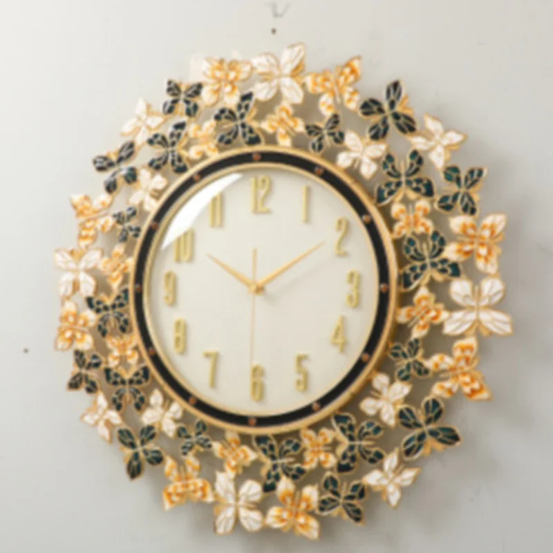 Enamel Butterfly Clock Wall Clock Living Room Home Fashion Style Light Luxury Creative Art Wall Decoration Quartz Clock