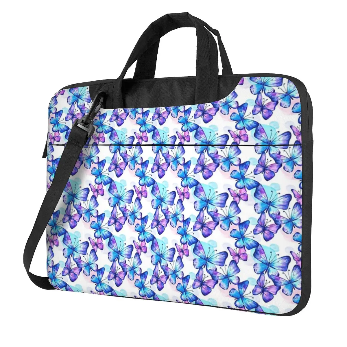 Butterflies In Blue Watercolors Laptop Bag Shockproof Case Computer Bag 13 14 15.6 Inch Crossbody Laptop Pouch For Macbook Pro