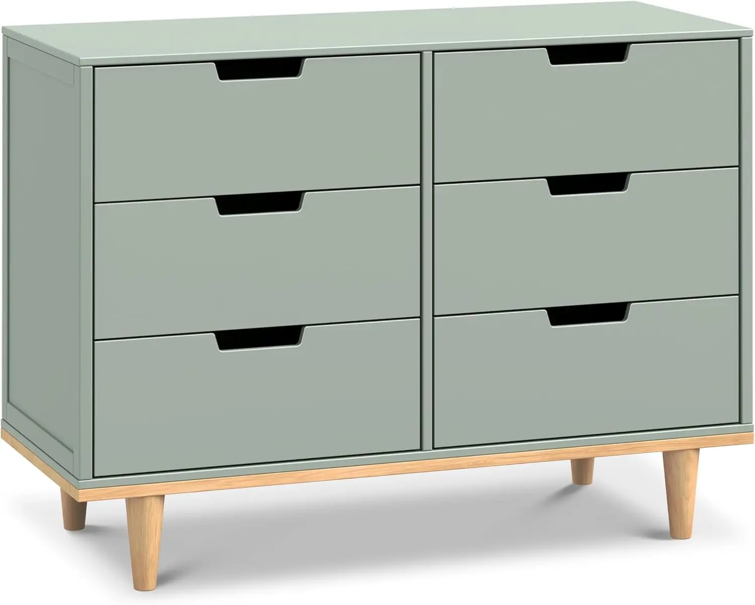 Drawer Double Dresser in Light Sage and Honey, GREENGUARD Gold Certified