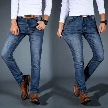 Men Fashion Straight Jeans Men 2025 New Stretch Slim Fit Pants Comfortable Soft Business Denim Trousers Male Brand Clothing 6