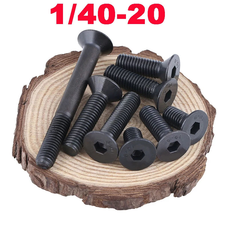 

10PCS/Lot, Hexagon Socket Flat Countersunk Head Screw Carbon Steel UNC 1/4-20 Hex Socket Bolts Machine Screw DIN7991