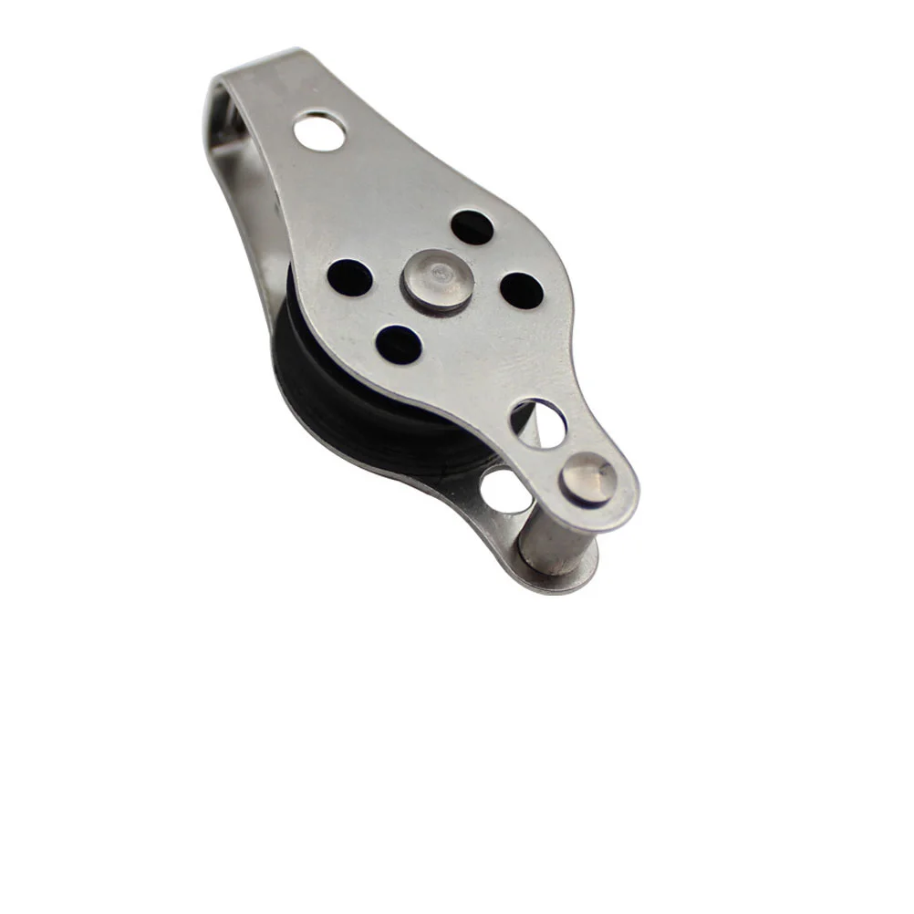 Stainless Steel Boat Pulley Tackle Puller Lift Tools Nylon Rope Single Pulley Nylon Rope Pulley