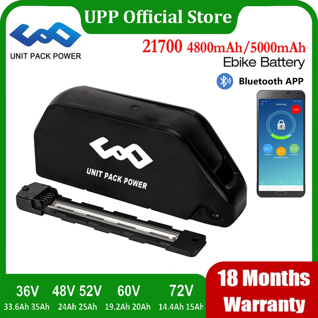 21700 Bluetooth EBike Battery Polly 36V 48V 52V 60V 72V with BMS Electric Bicycle Bateria for 2000W 1500W 1000W 500W 350W 250W