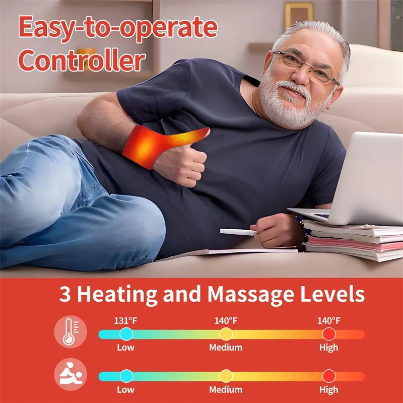 Pulso aquecido polegar massageador alimentado por usb artrite túnel do carpo alívio polegar tendinite entorses dor aliviar relaxamento muscular