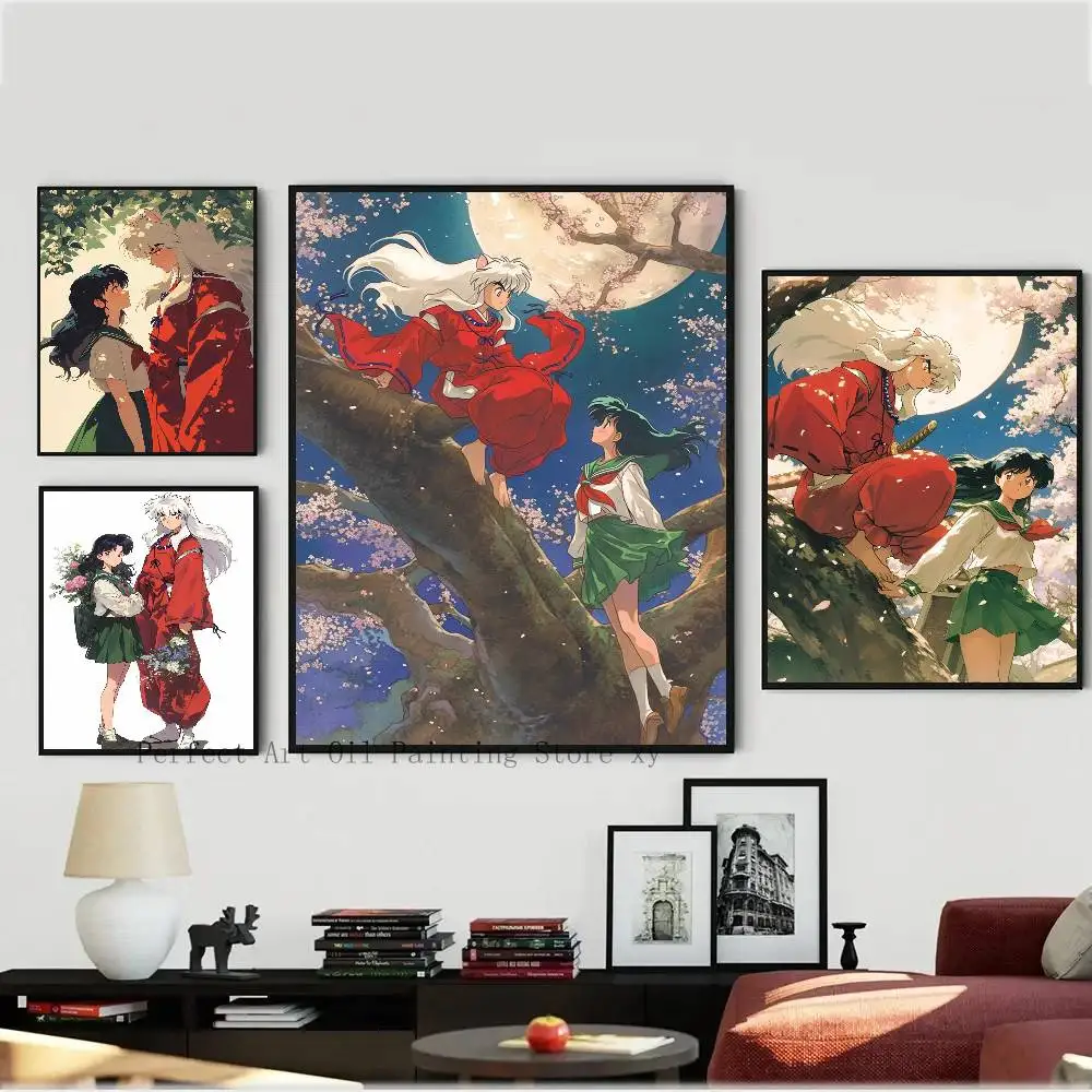 Anime Inuyasha Posters Living Room Bar Cafe Quality Canvas Vintage Style Comics Painting Art Home Wall Decor Picture