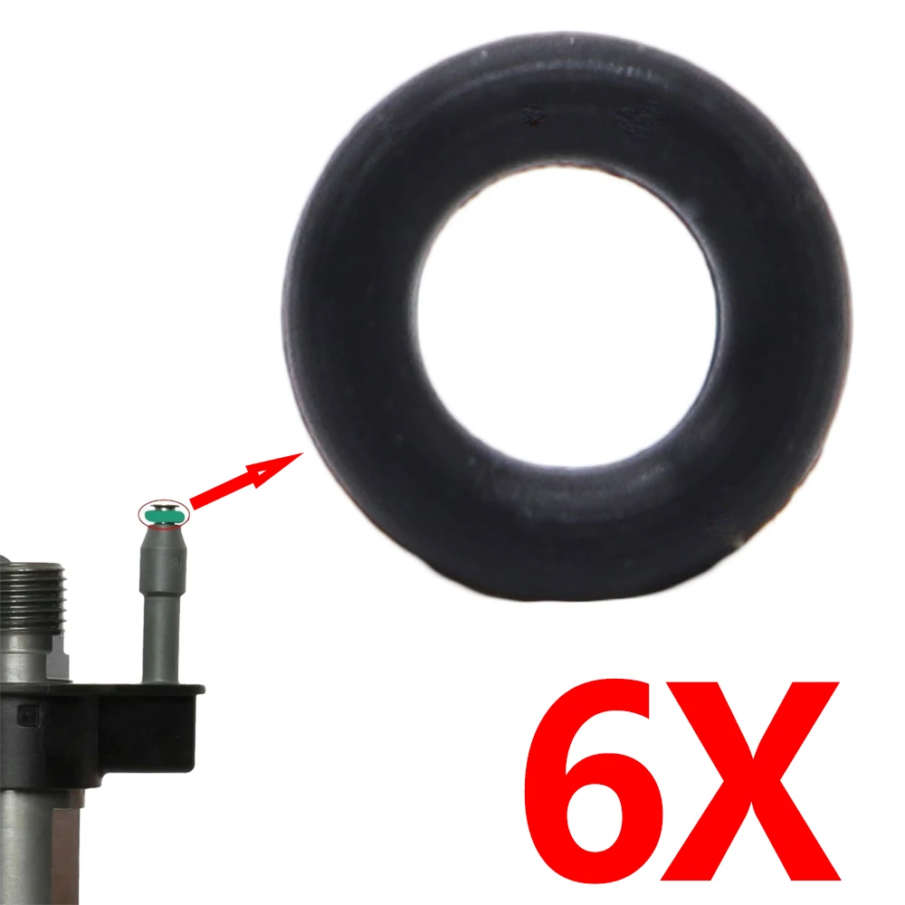 6X O Ring Rubber Injector Nozzle Holder Seal Kit Leak Off Gasket 059130119 Black For BMW VW AUDI Skoda Seat Car Replacement Part