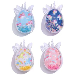 Cute Egg Comb Anti-static Massage Hair Brush Detangle Shower Salon Styling Straight Curly Portable Unicorn Cartoon Printed Combs