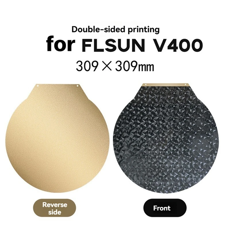 For V400 309MM 3D Printer Build Plate Round Textured PEI / Smooth PEO Magnetic Spring Steel Flex Bed PEI Sheet A-FS