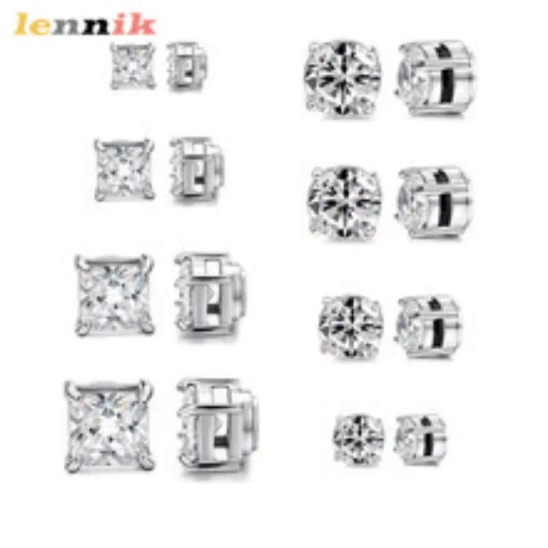 2025 Style Dopamine Clip Earrings for Women No Piercing Titanium Steel Round Four Claw Prong Zirconia Ear Accessories Jewelry