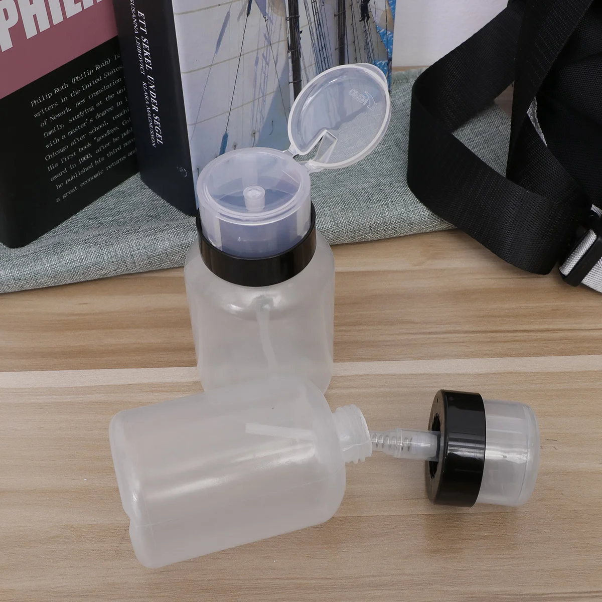 6 stuks nagellakremover persfles 250 ml herbruikbare vloeistofdispenser voor make-up remover nail art gereedschap pompflessen zwart