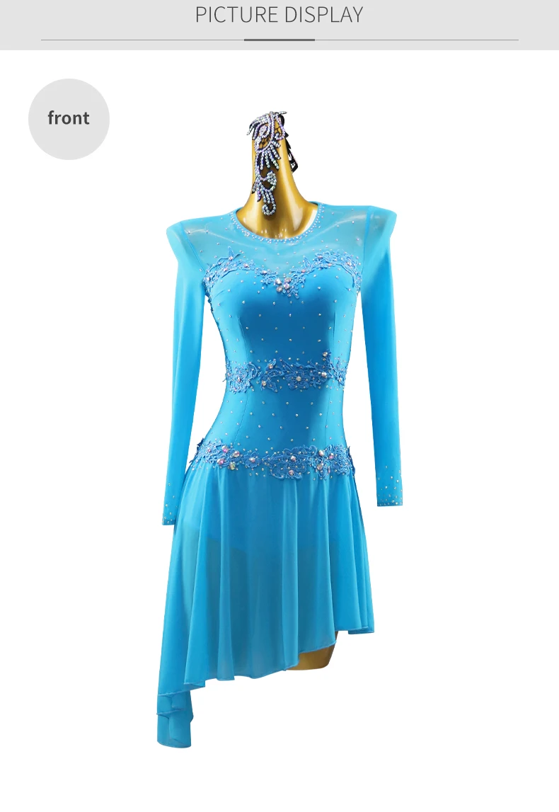 Lateinamerikanisches Tanzkostüm, passendes Kleid für Mädchen, Abendkleidung für Damen, Wettbewerbsanzug, Tanzkleidung für Bühnen- und Festivalaufführungen, Rock, Tanzkleidung für Ballsaal. – Detail 7