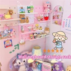 Ins Wall Hole Board koreański wystrój ściany Pegboard Storage Rack pudełko z niespodzianką figurka zabawkowa dziewczyna sypialnia z darmowym przepychaczem organizator Storage Board