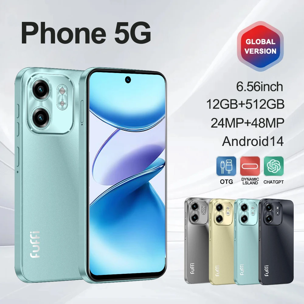 هاتف FUFFI X7 Pro الذكي Android14 5G بطاقة مزدوجة 6.56 بوصة HD 12GB + 1TB ROM MTK 8 Core 5800mAh Google Play Store الهاتف المحمول