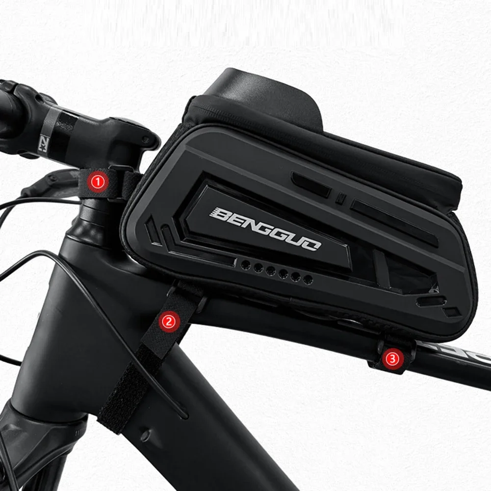 

Велосипедная сумка на раму 2 л с жестким корпусом - передняя сумка на раму велосипеда с креплением для телефона, незаменимый велоаксессуар