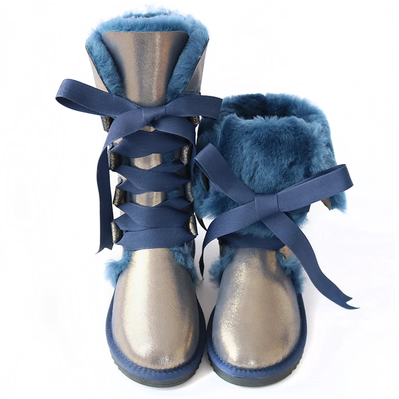 Winter Warm Plush Wool Women Short Boots Lolita Gothic Shoes Round Head Kawaii Girls Genuine Sheep Leather Snow Boot