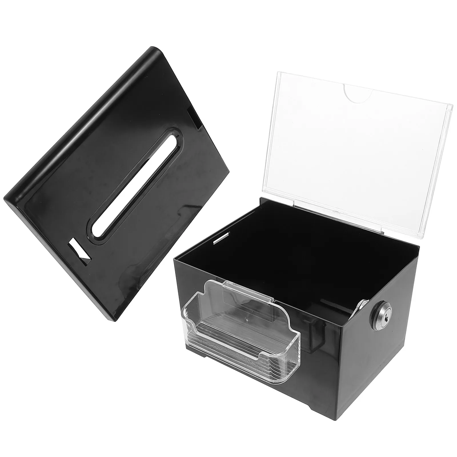 Acrylic Donation Box with Slot and Lock Clear Suggestion Box for Votes Feedback Cash Collection Transparent Voting Case