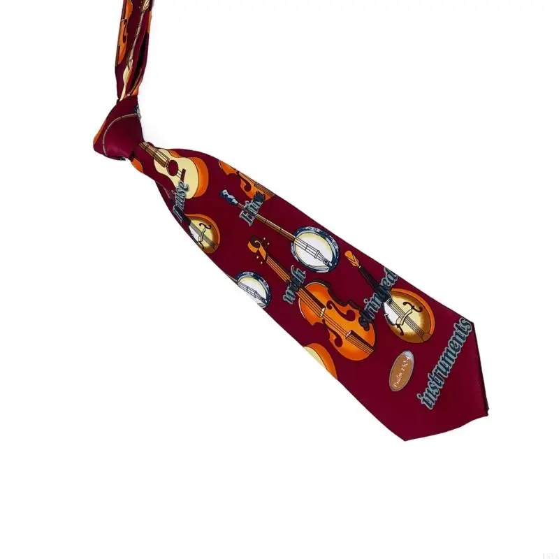 تتميز L5ya Lightweight Men's Necktie بالغيتار الديناميكي ورسومات الطبل المعاصرة للتصميم اليومي