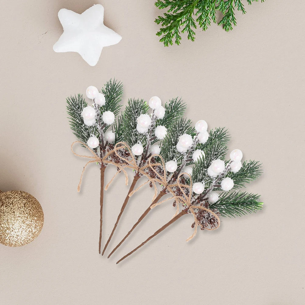 

12Pcs Simulation Berry Branch Artificial Flower Decor Christmas Tree Ornaments DIY Wreath Picks Holiday Crafts Making